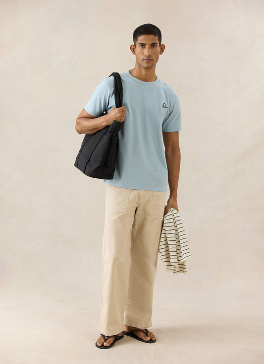 Men's Embroidered T-Shirt - Organic Cotton - Light Blue - Percival | Percival Featured