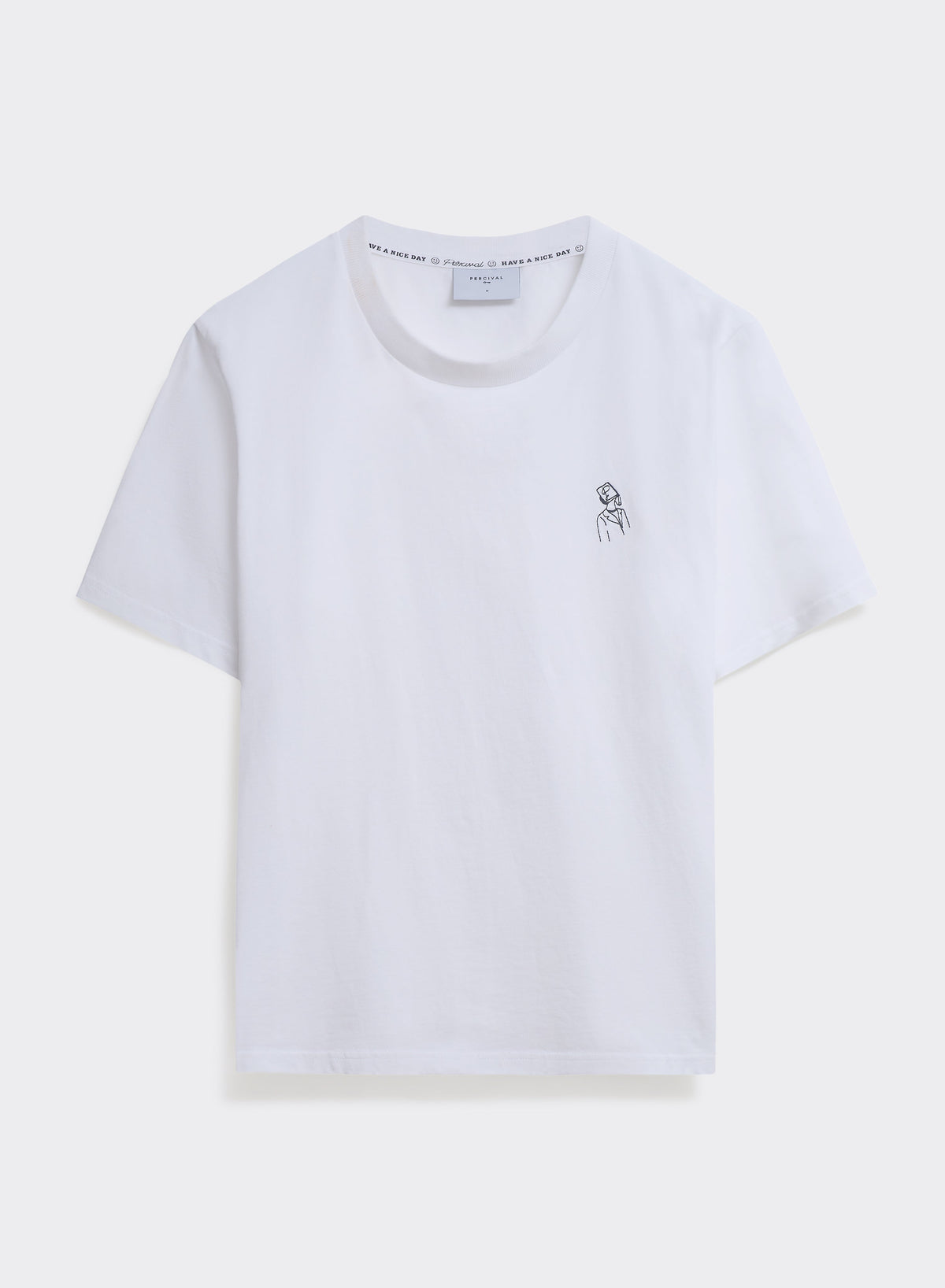 Men's White Embroidered T Shirt - Robinson - Cotton | Percival Great Value