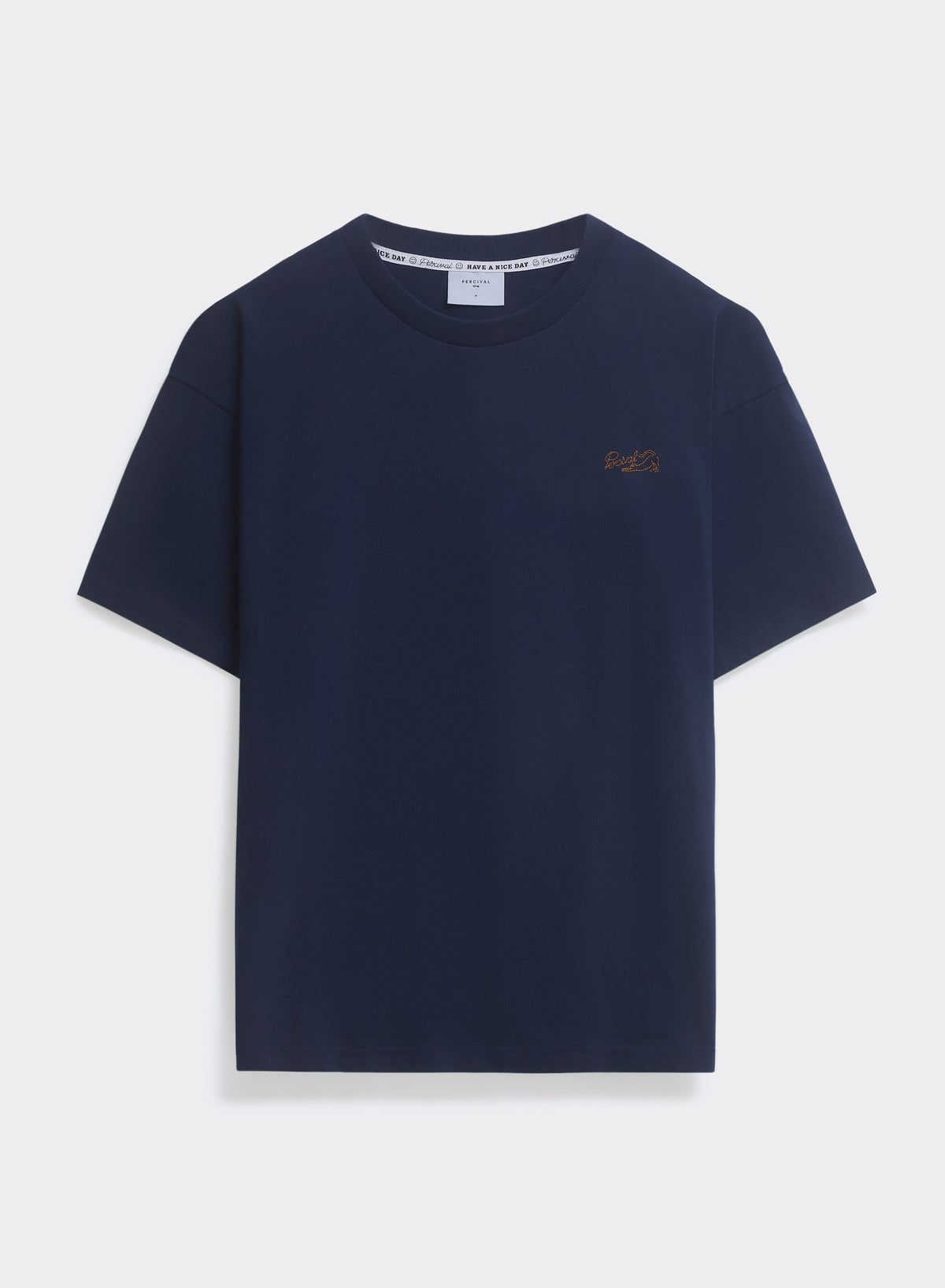Men's Embroidered Navy T-Shirt - Clarke - Cotton | Percival Latest
