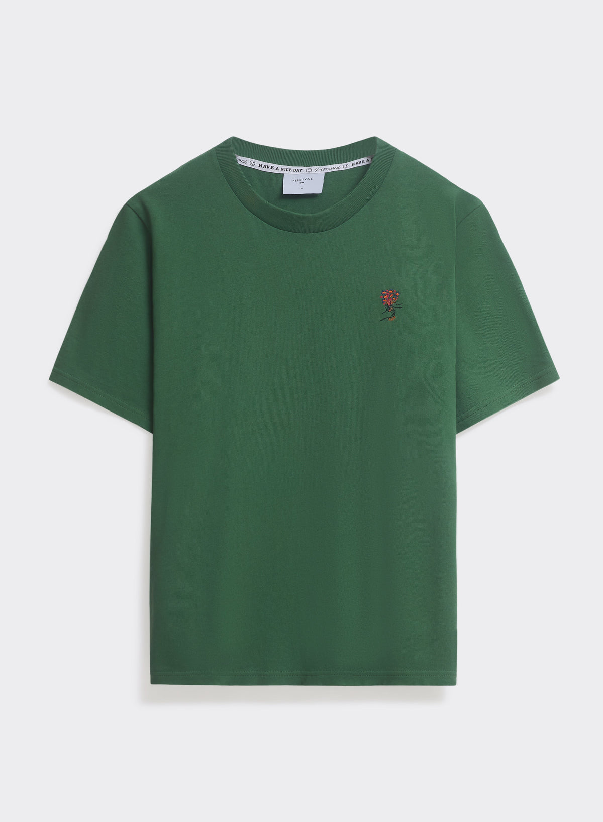 Men's Embroidered T Shirt - Davies - Cotton - Forest Green | Percival Special Offer