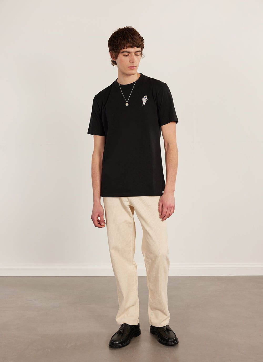 Men's Embroidered T Shirt: Negroni - Heavyweight Cotton - Black | Percival Discount