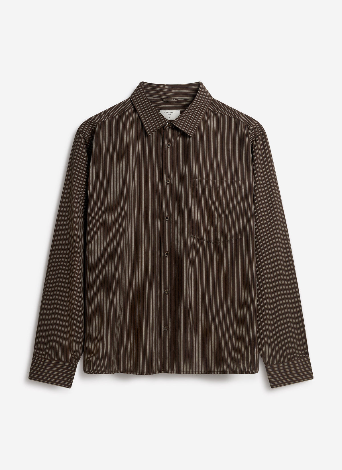 Clancy Striped Long Sleeve Shirt - Cotton - Brown | Percival Everyday