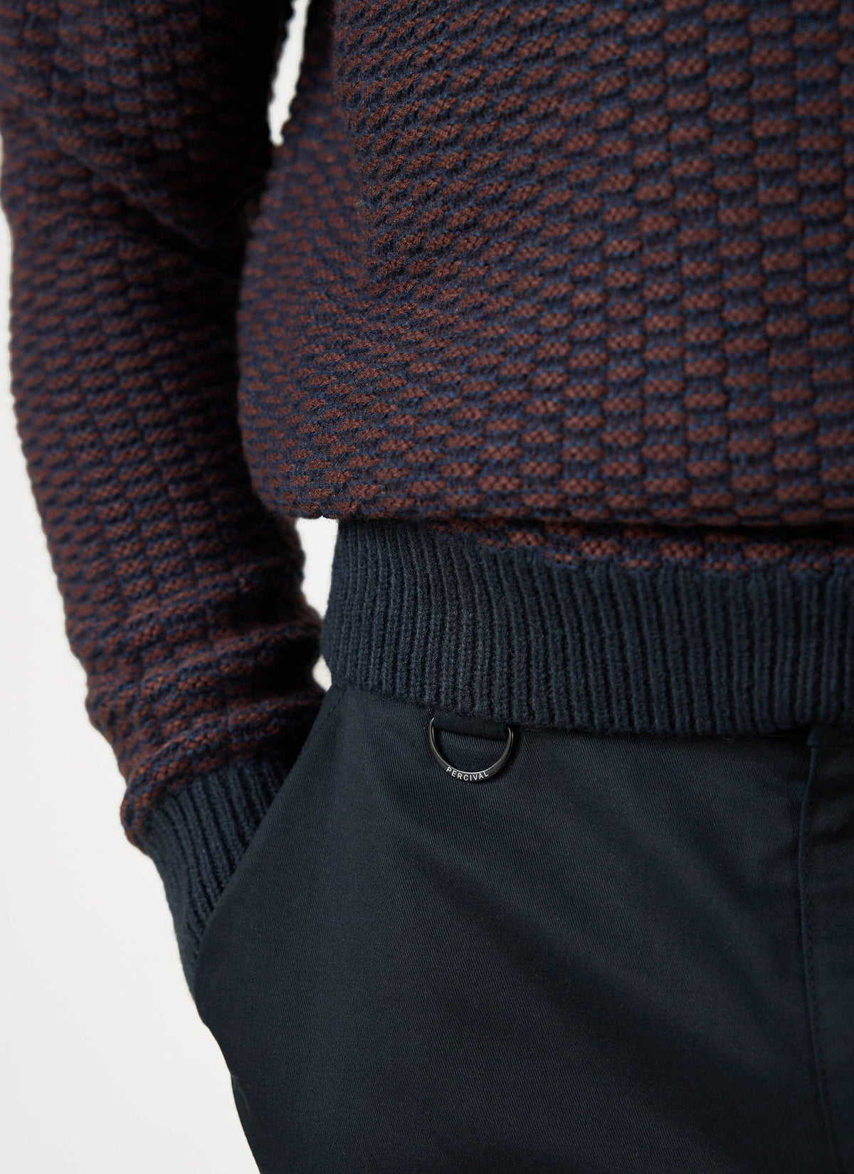 Charlestown Knitted Jumper - Navy Burgundy | Percival Everyday