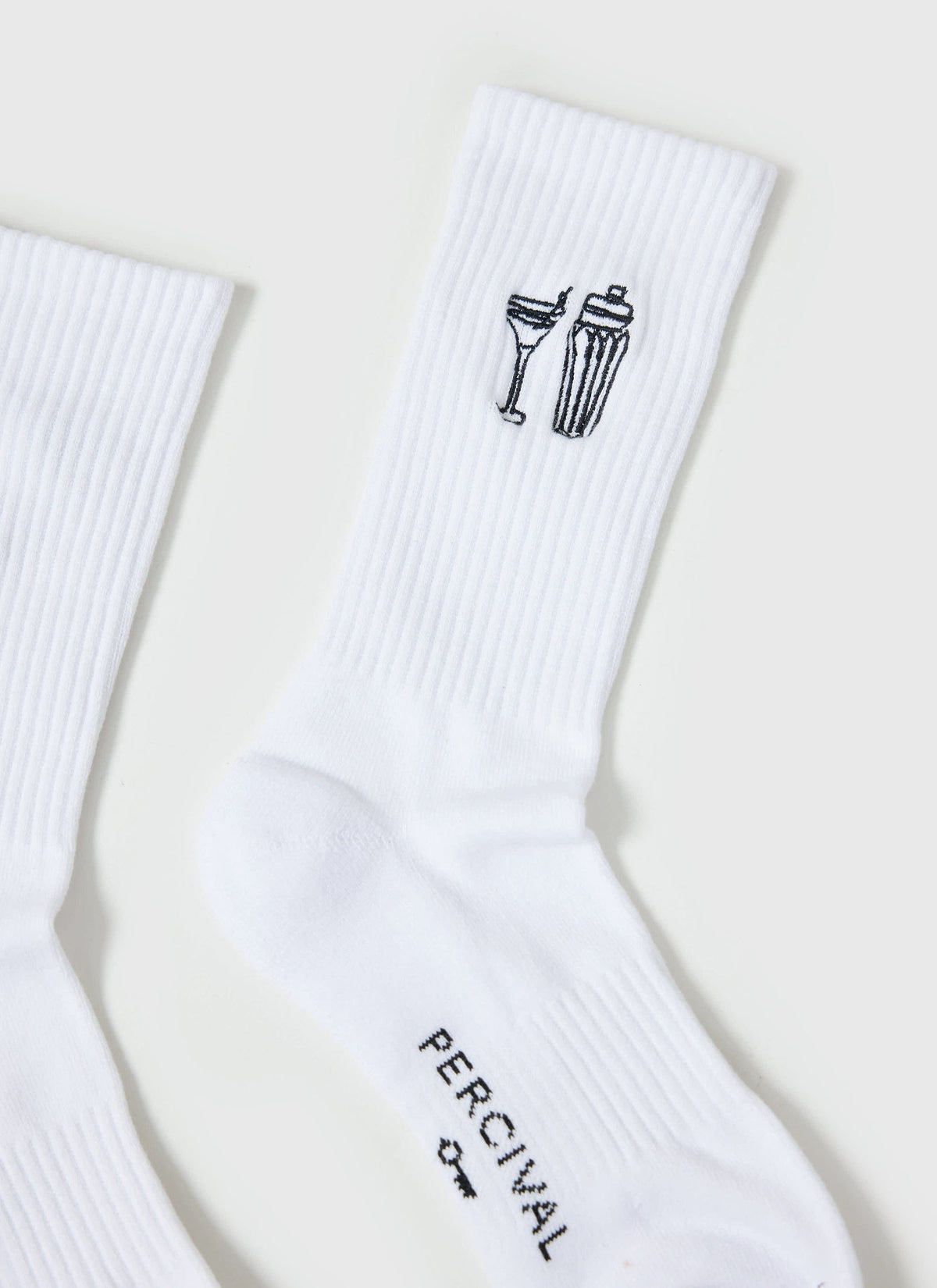 Mixologist Embroidered Socks - White | Percival New
