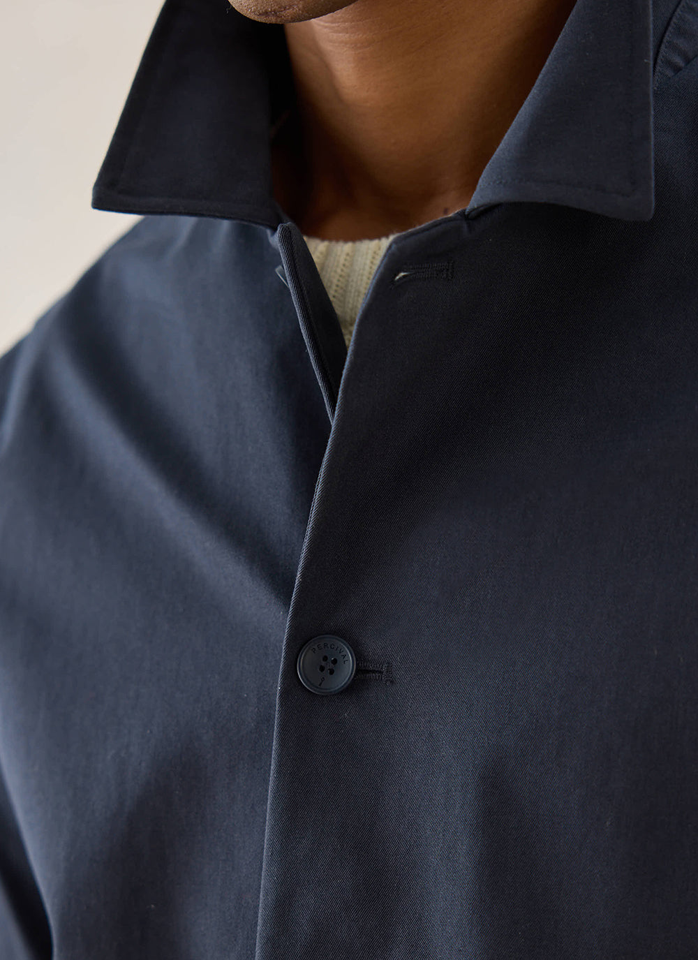 Men's Navy Short Trench Coat - Sherlock - Waterproof - Percival | Percival Premium