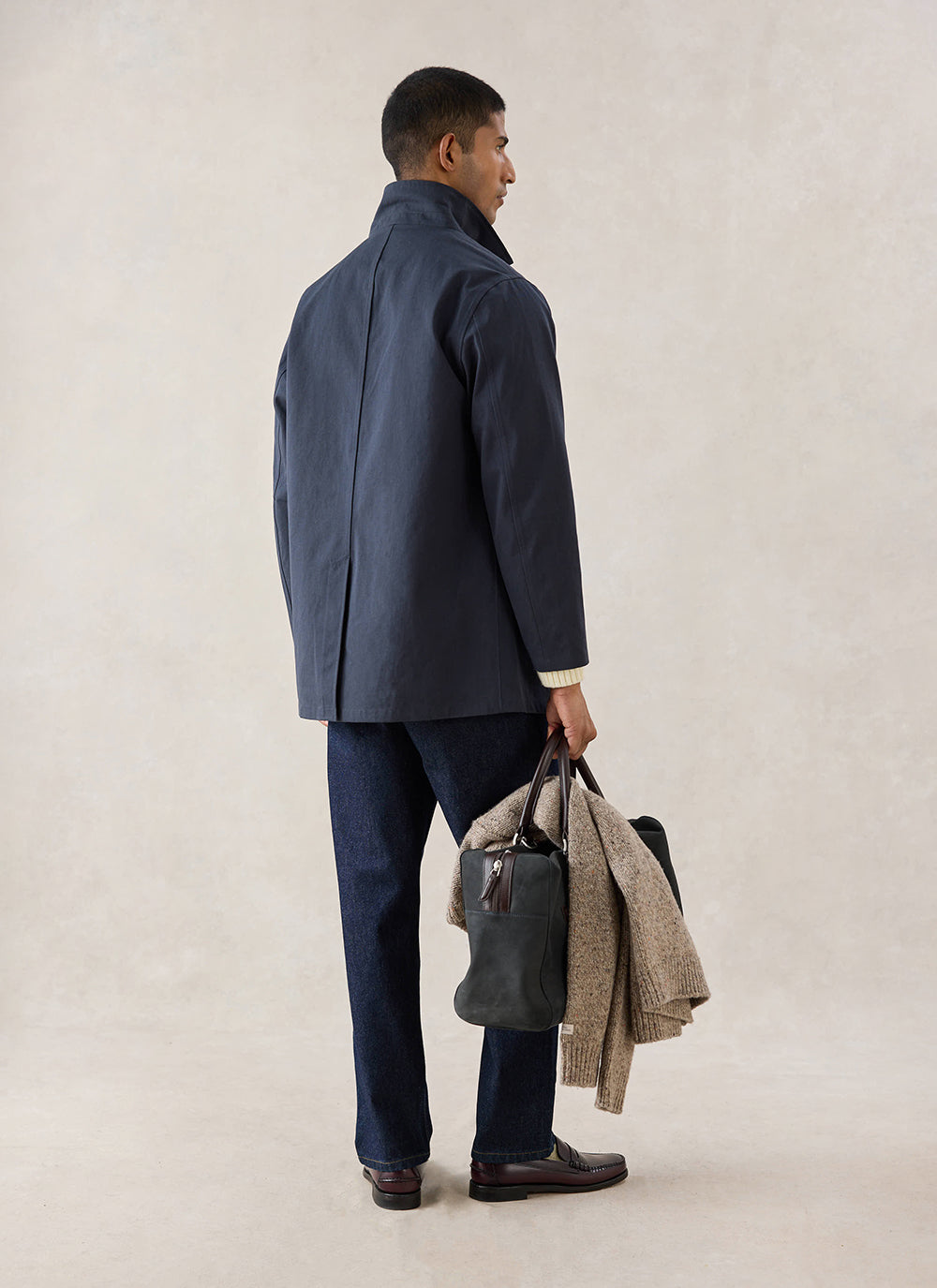 Men's Navy Short Trench Coat - Sherlock - Waterproof - Percival | Percival Premium