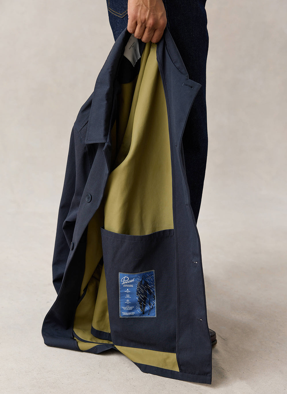 Men's Navy Short Trench Coat - Sherlock - Waterproof - Percival | Percival Premium