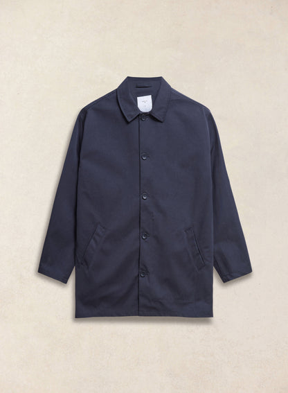 Men's Navy Short Trench Coat - Sherlock - Waterproof - Percival | Percival Premium