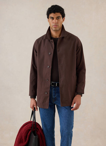 Men's Brown Short Trench Coat - Sherlock - Waterproof - Percival | Percival Discount