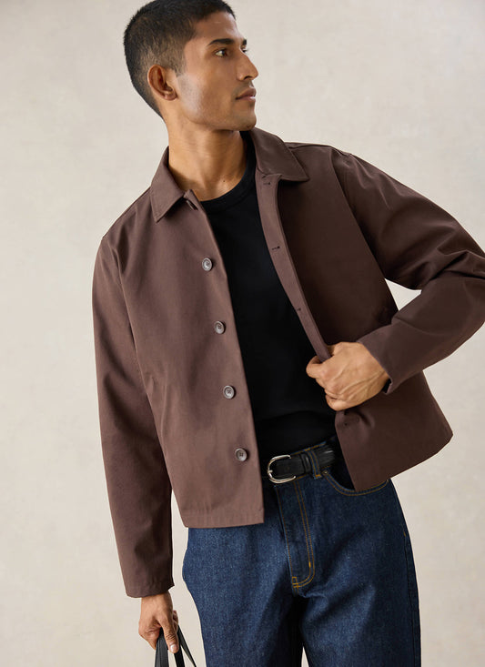 Men's Cropped Waterproof Trench Coat - Carter - Brown - Percival | Percival Discount