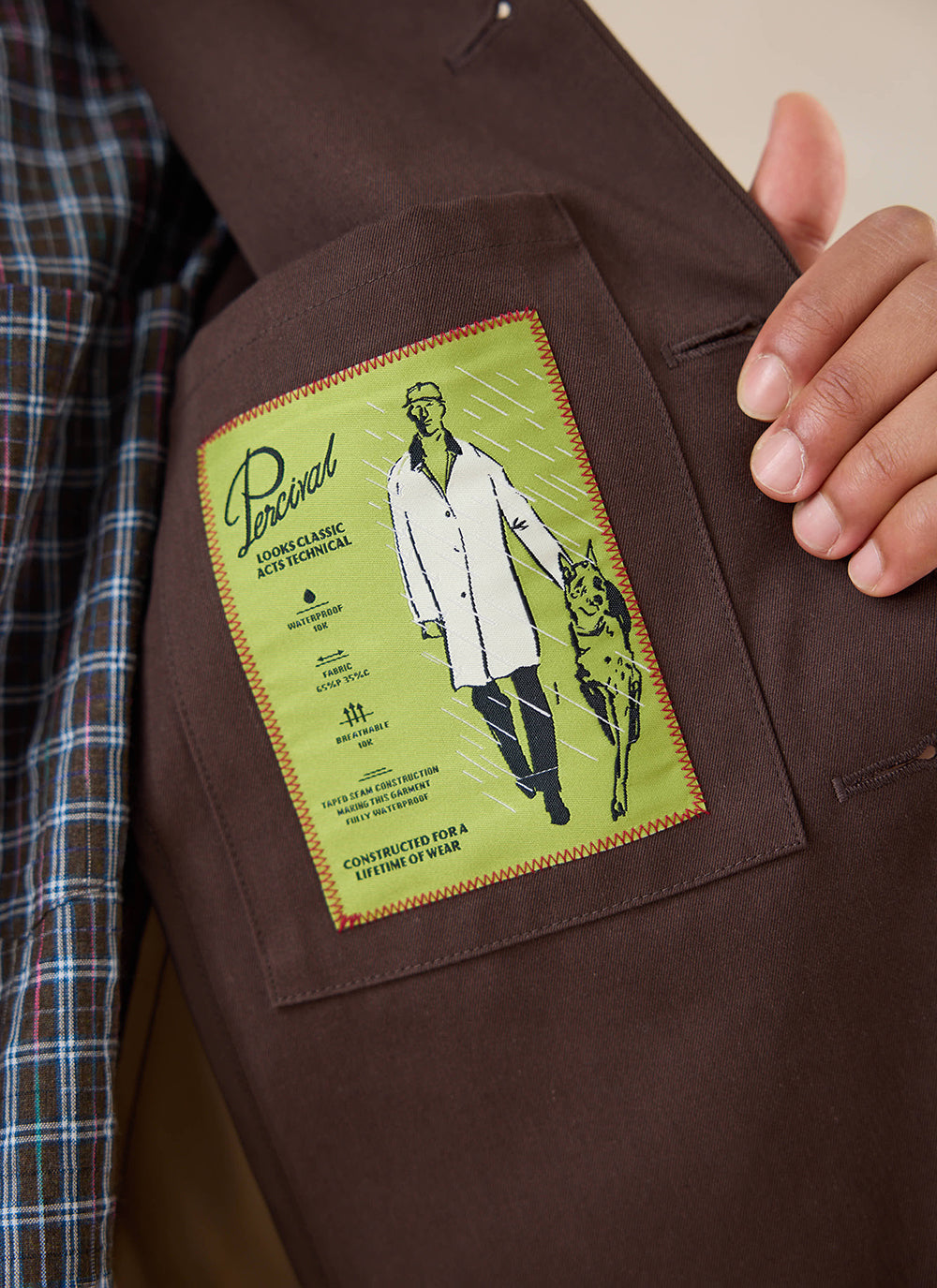 Men's Cropped Waterproof Trench Coat - Carter - Brown - Percival | Percival Discount