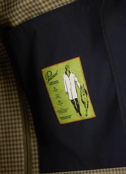 Men's Black Waterproof Long Trench Coat - Cord Collar - Percival | Percival Premium