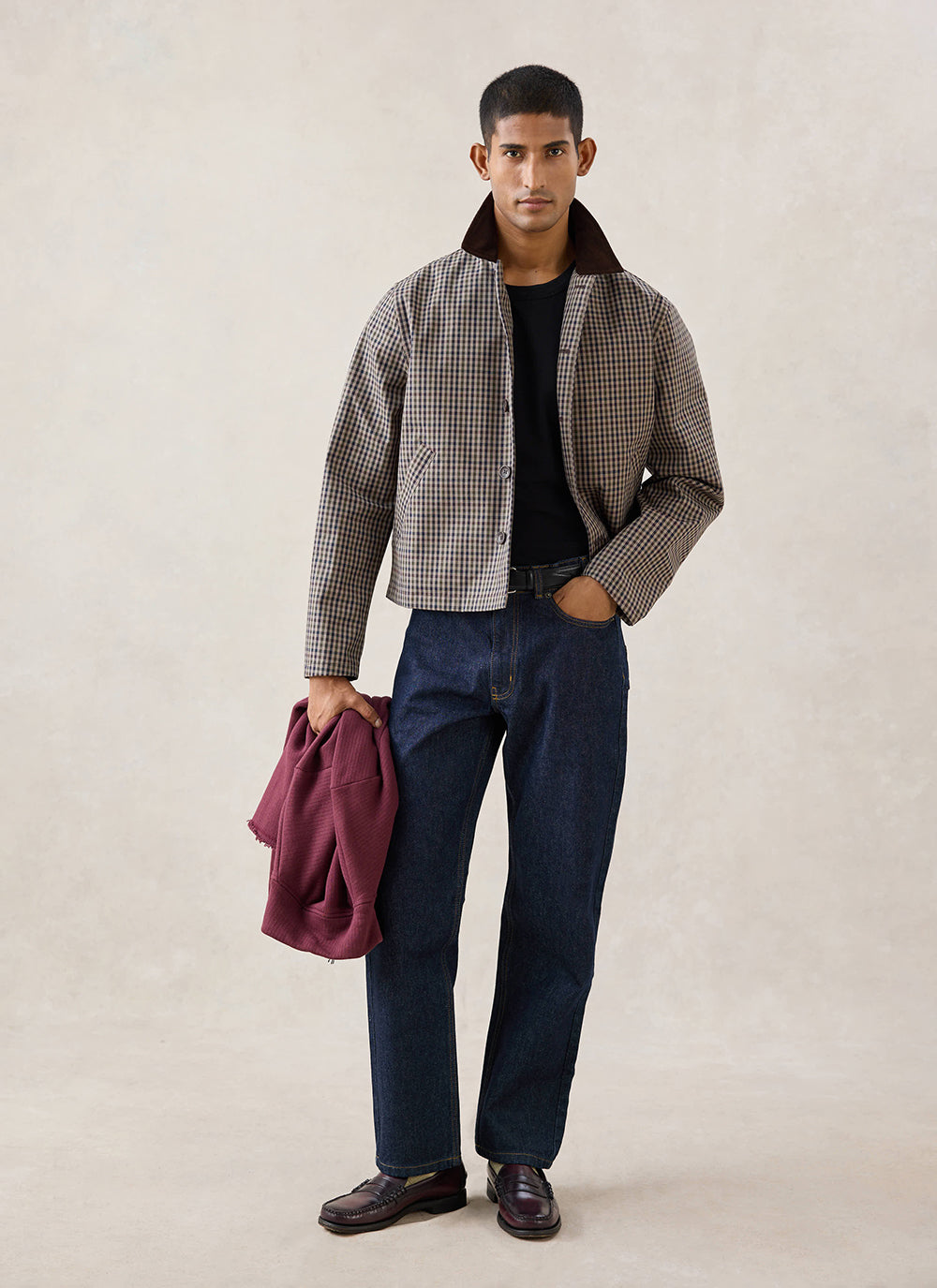 Men's Cropped Trench Coat - Waterproof - Watcher Check - Percival | Percival Trusted