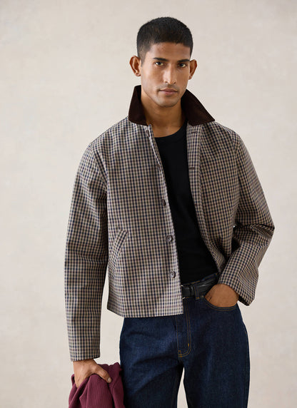 Men's Cropped Trench Coat - Waterproof - Watcher Check - Percival | Percival Trusted