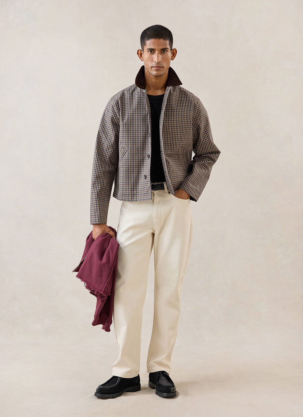 Men's Cropped Trench Coat - Waterproof - Watcher Check - Percival | Percival Trusted