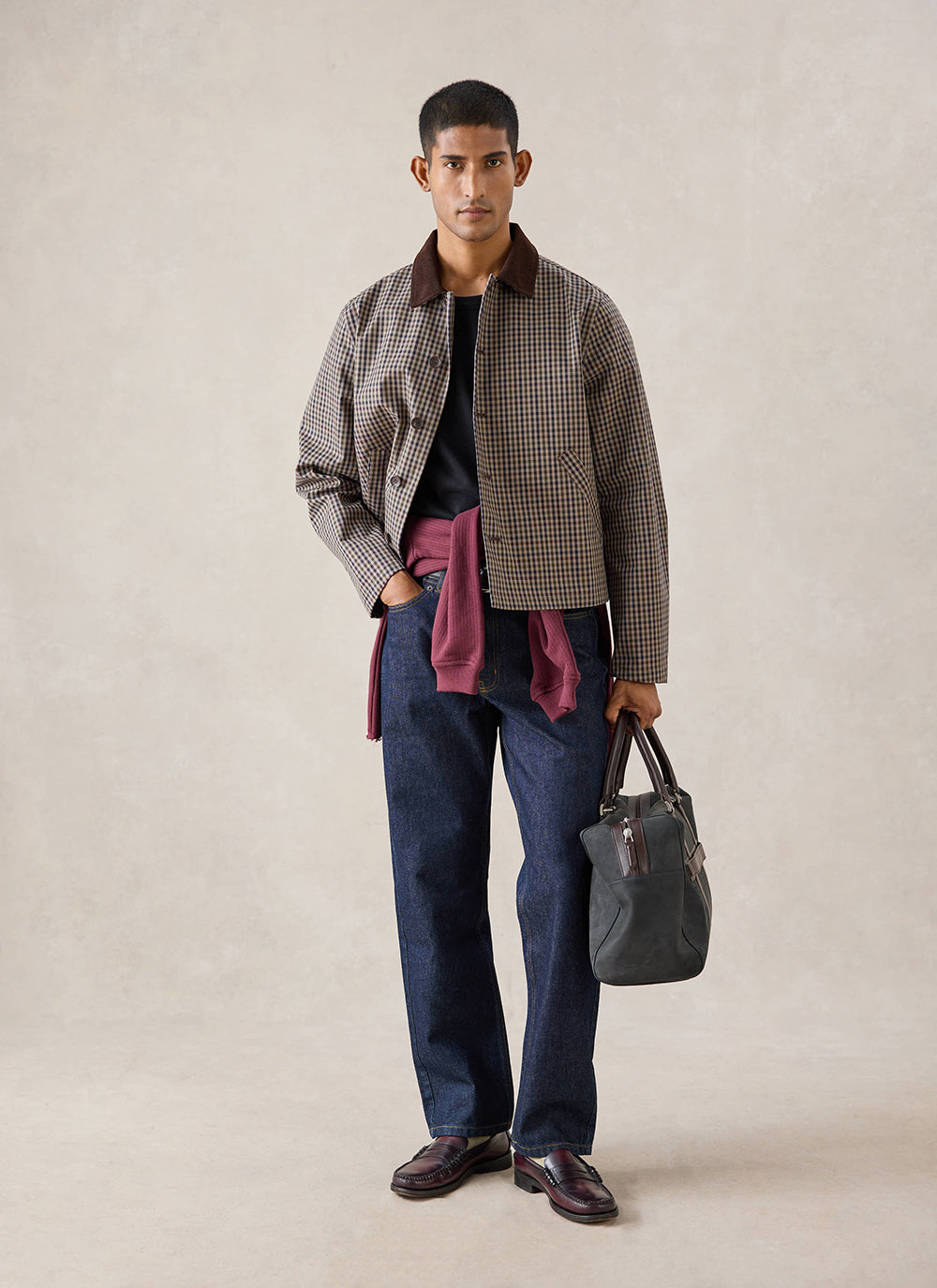 Men's Cropped Trench Coat - Waterproof - Watcher Check - Percival | Percival Trusted