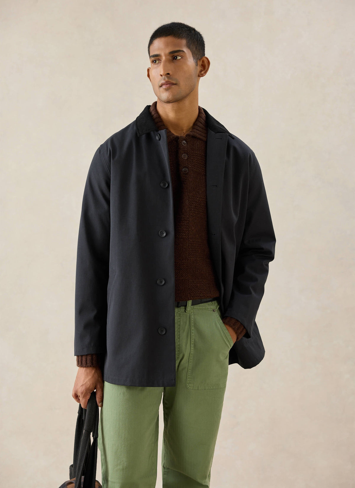 Men's Black Short Trench Coat - Sherlock - Waterproof - Percival | Percival Smart Buy