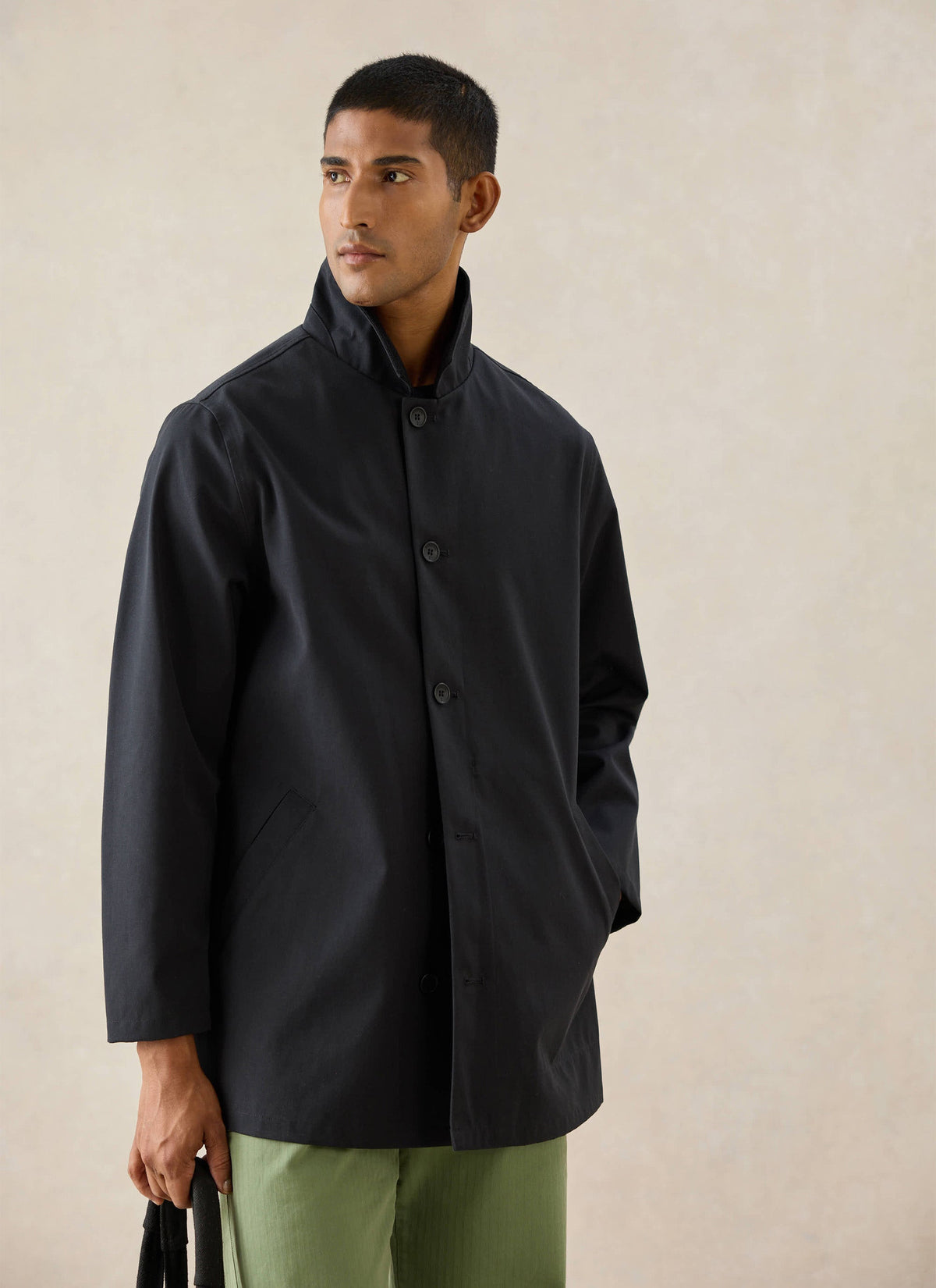Men's Black Short Trench Coat - Sherlock - Waterproof - Percival | Percival Smart Buy