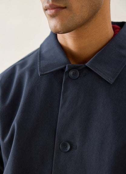 Men's Waterproof Long Trench Coat - Wilson - Navy Blue - Percival | Percival Latest