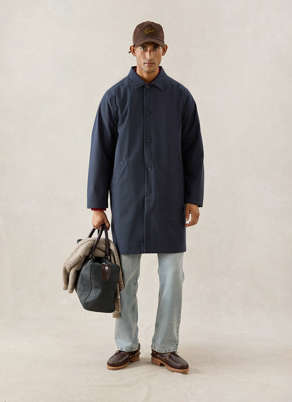 Men's Waterproof Long Trench Coat - Wilson - Navy Blue - Percival | Percival Latest