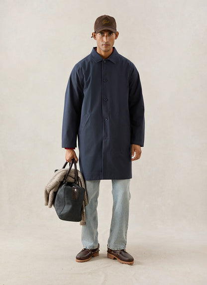 Men's Waterproof Long Trench Coat - Wilson - Navy Blue - Percival | Percival Latest