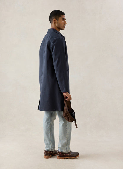 Men's Waterproof Long Trench Coat - Wilson - Navy Blue - Percival | Percival Latest
