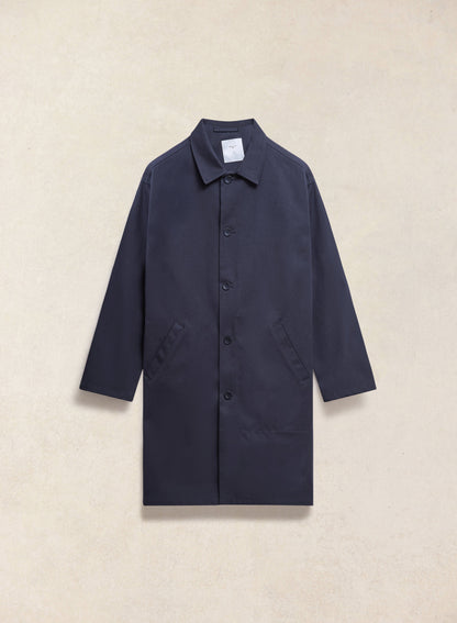 Men's Waterproof Long Trench Coat - Wilson - Navy Blue - Percival | Percival Latest