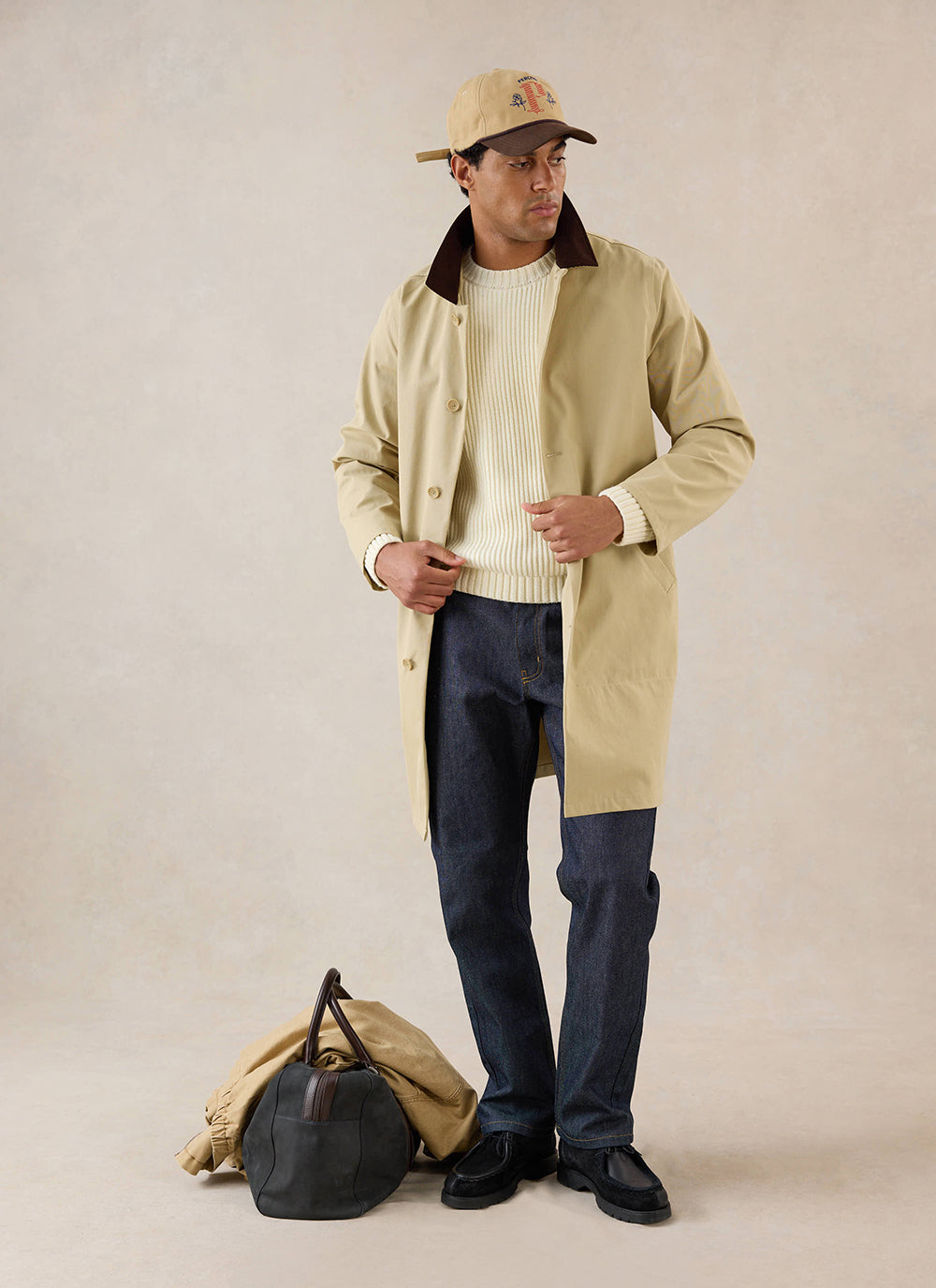 Men's Long Trench Coat - Wilson - Waterproof - Tan - Percival | Percival Best Price