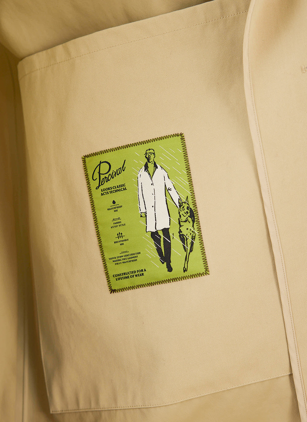 Men's Long Trench Coat - Wilson - Waterproof - Tan - Percival | Percival Best Price
