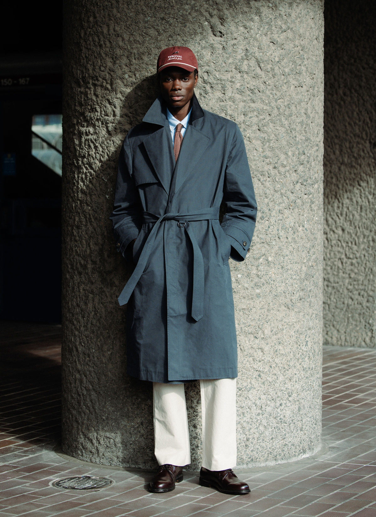 Men's Mac Trench Coat - Limited Edition Percival x Front Office - Navy | Percival Signature