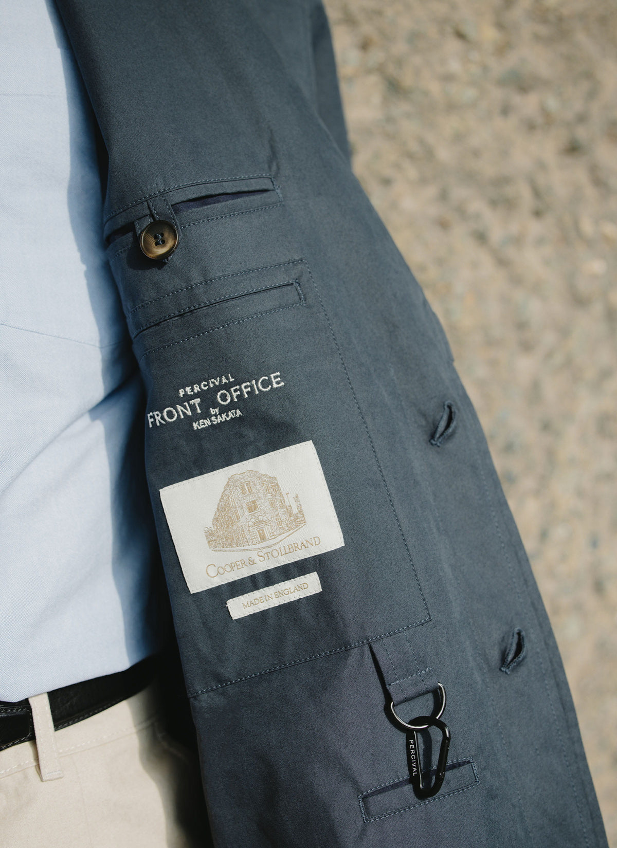 Men's Mac Trench Coat - Limited Edition Percival x Front Office - Navy | Percival Signature