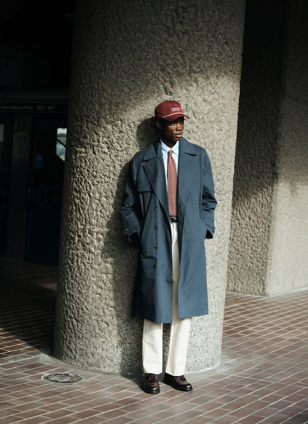 Men's Mac Trench Coat - Limited Edition Percival x Front Office - Navy | Percival Signature