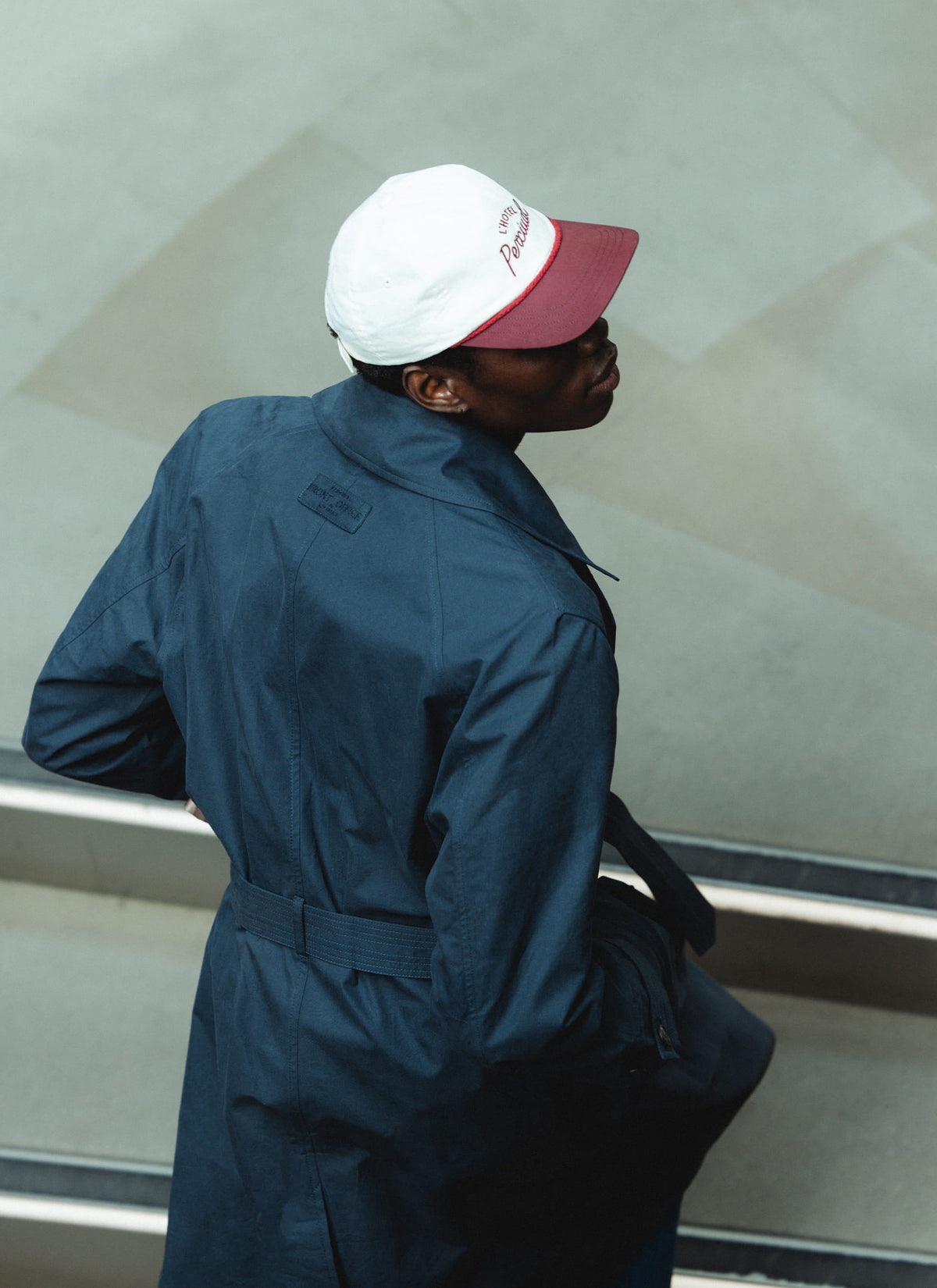 Men's Mac Trench Coat - Limited Edition Percival x Front Office - Navy | Percival Signature