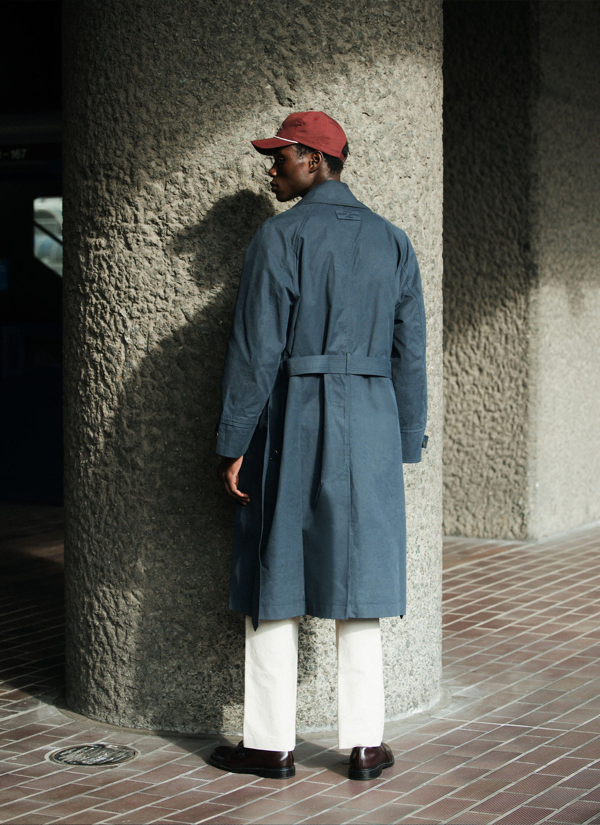 Men's Mac Trench Coat - Limited Edition Percival x Front Office - Navy | Percival Signature