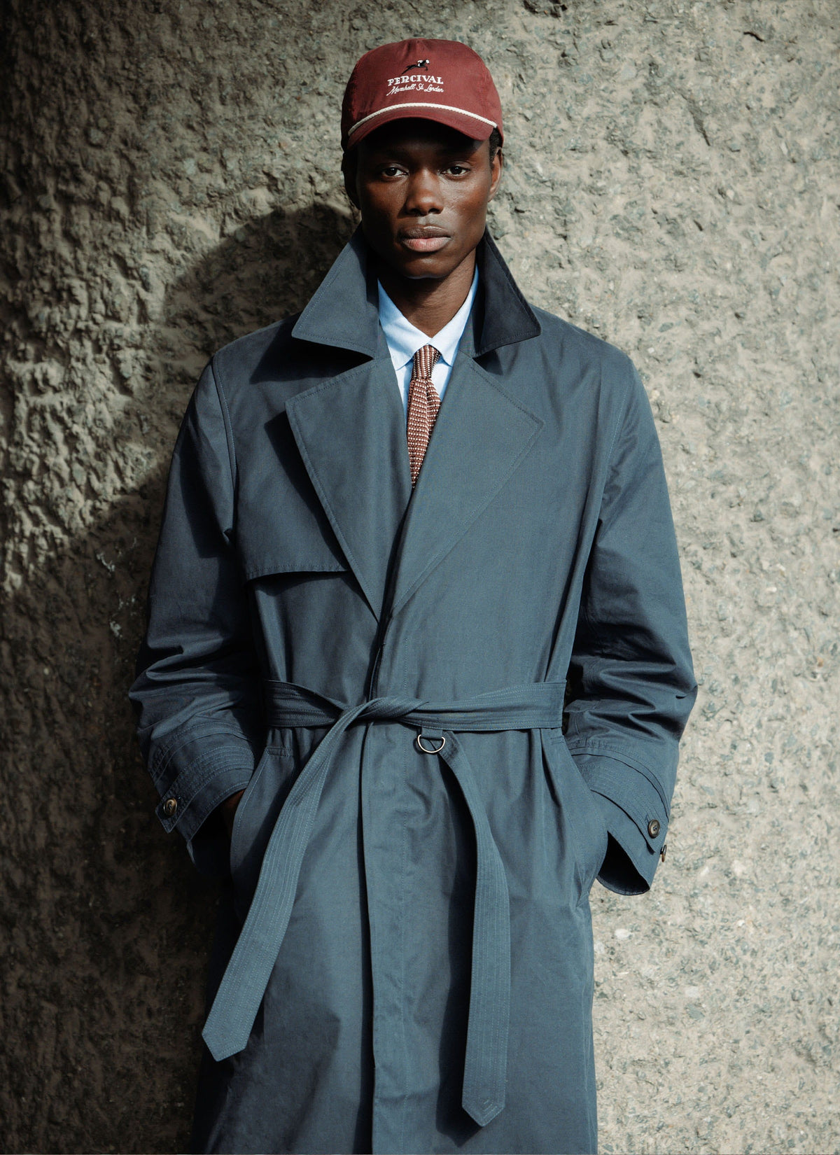 Men's Mac Trench Coat - Limited Edition Percival x Front Office - Navy | Percival Signature