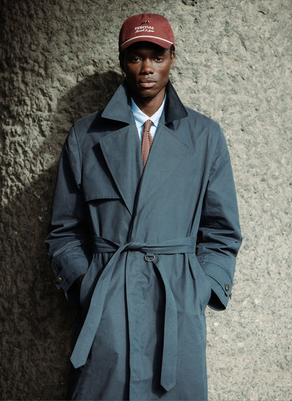 Men's Mac Trench Coat - Limited Edition Percival x Front Office - Navy | Percival Signature