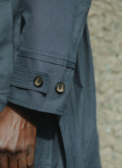 Men's Mac Trench Coat - Limited Edition Percival x Front Office - Navy | Percival Signature