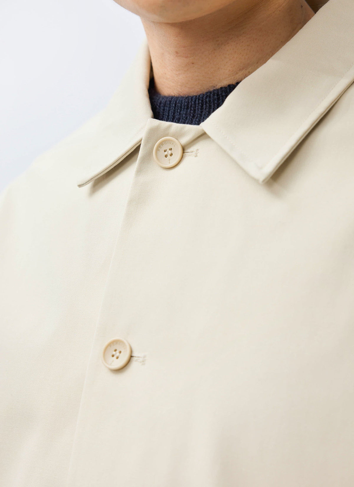 Men's Sherlock Short Trench Coat - Waterproof - Cream | Percival Signature