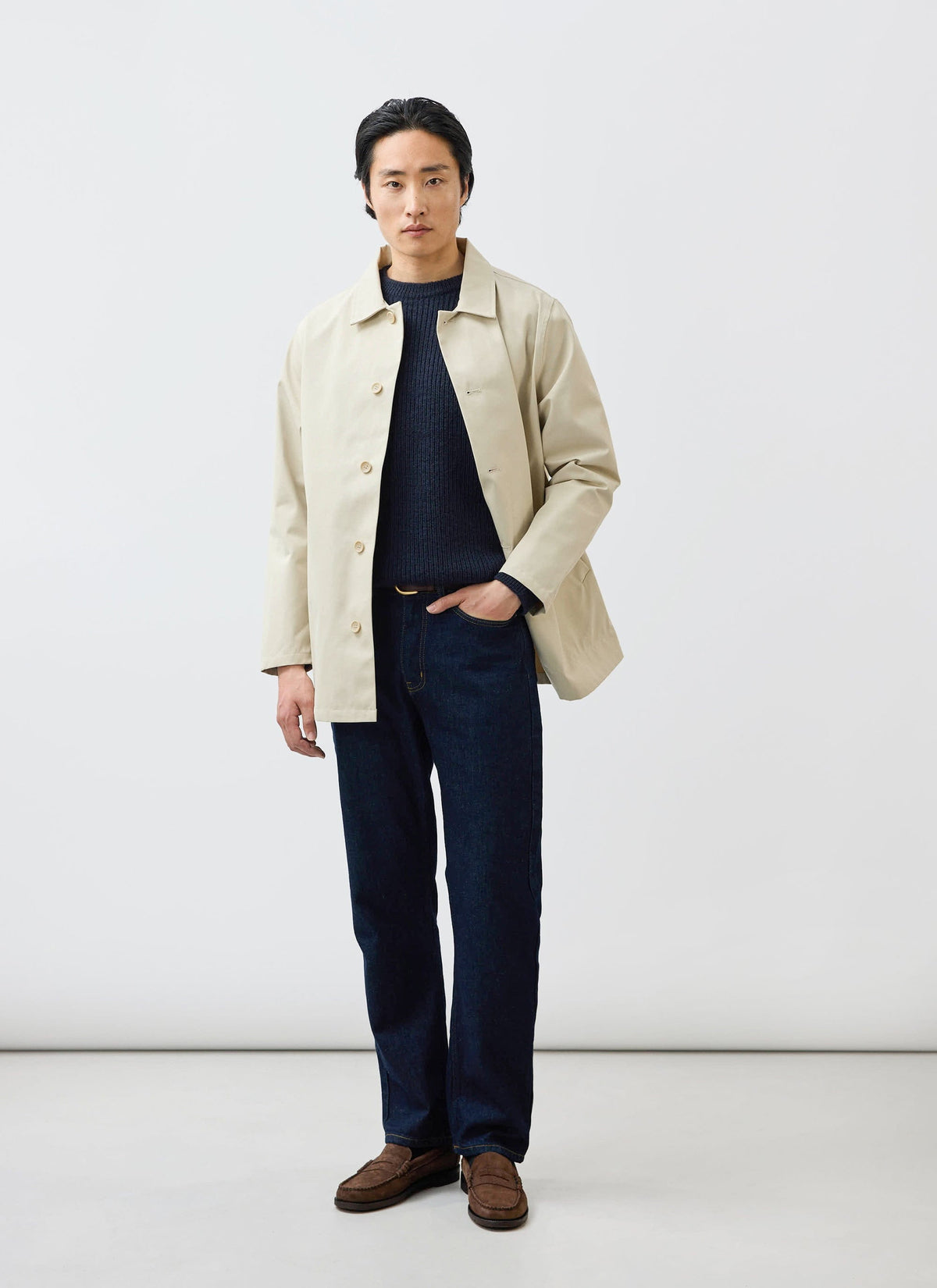 Men's Sherlock Short Trench Coat - Waterproof - Cream | Percival Signature
