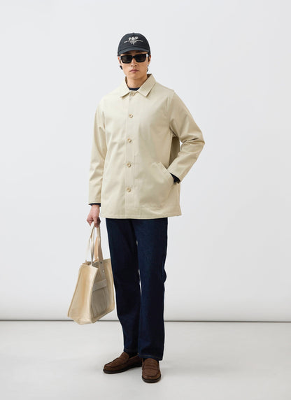 Men's Sherlock Short Trench Coat - Waterproof - Cream | Percival Signature