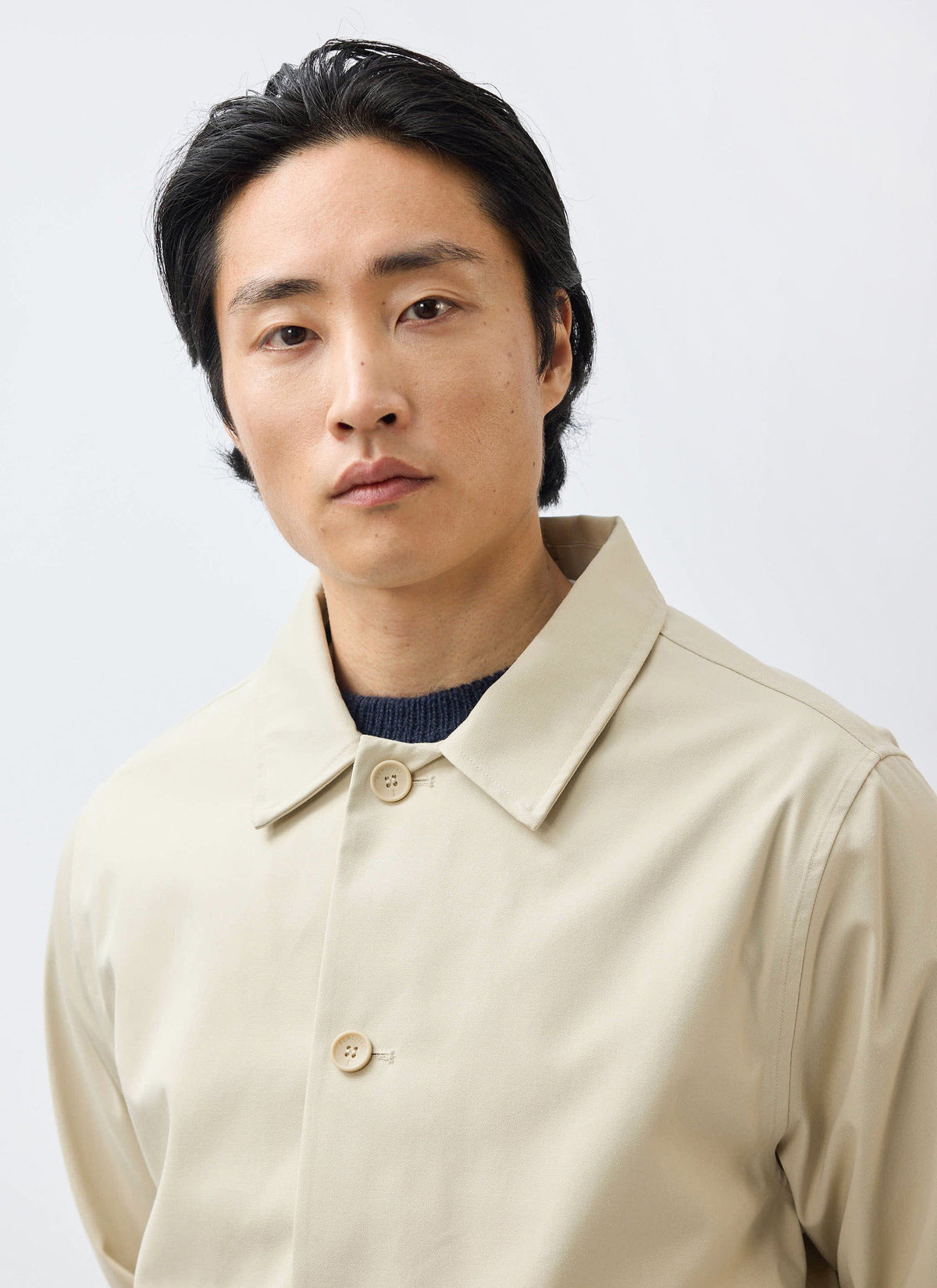 Men's Sherlock Short Trench Coat - Waterproof - Cream | Percival Signature