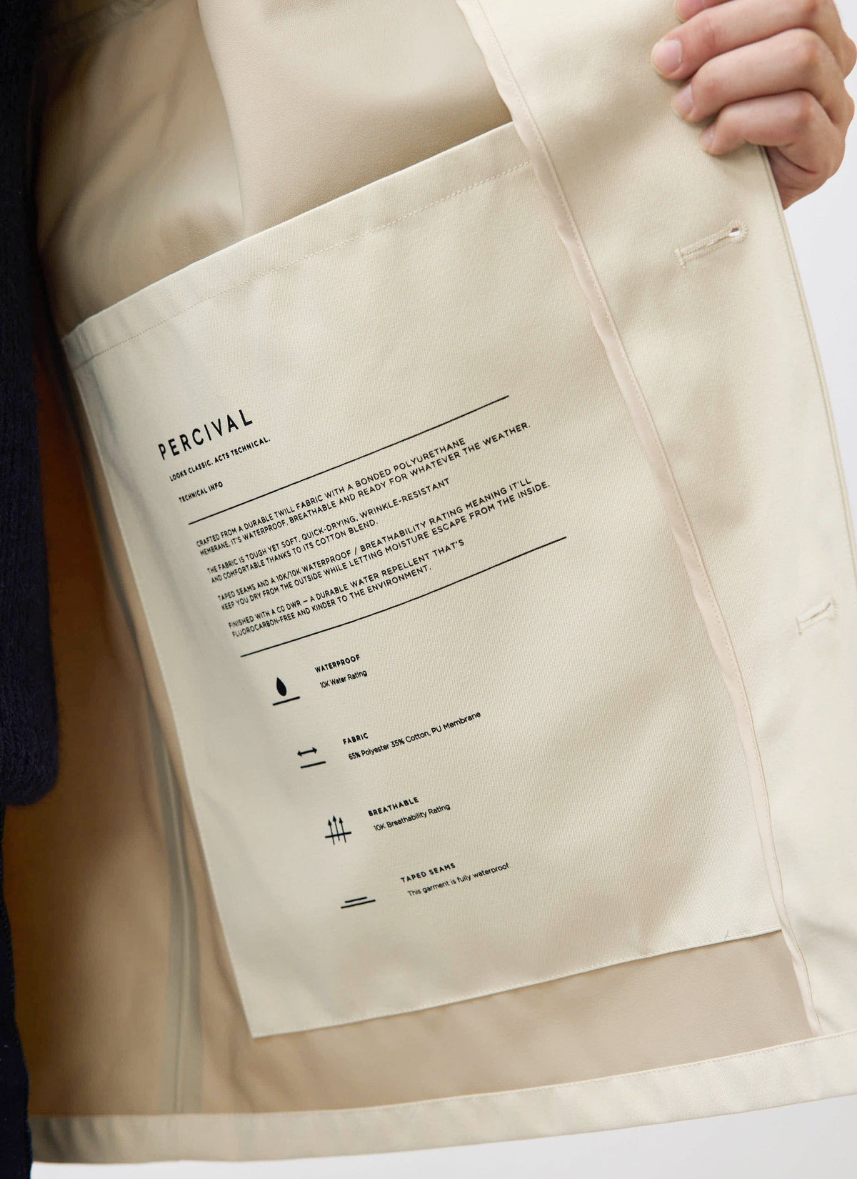 Men's Sherlock Short Trench Coat - Waterproof - Cream | Percival Signature