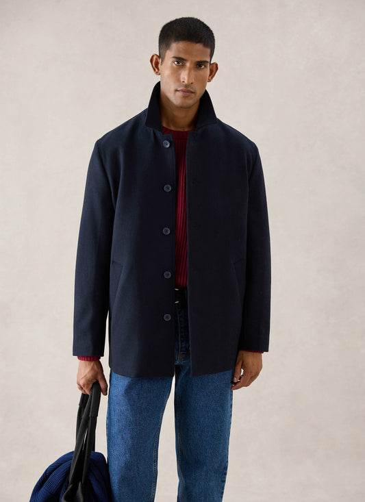 Men's Peacoat - Melton Wool - Navy Blue | Percival Smart Buy