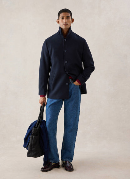 Men's Peacoat - Melton Wool - Navy Blue | Percival Smart Buy