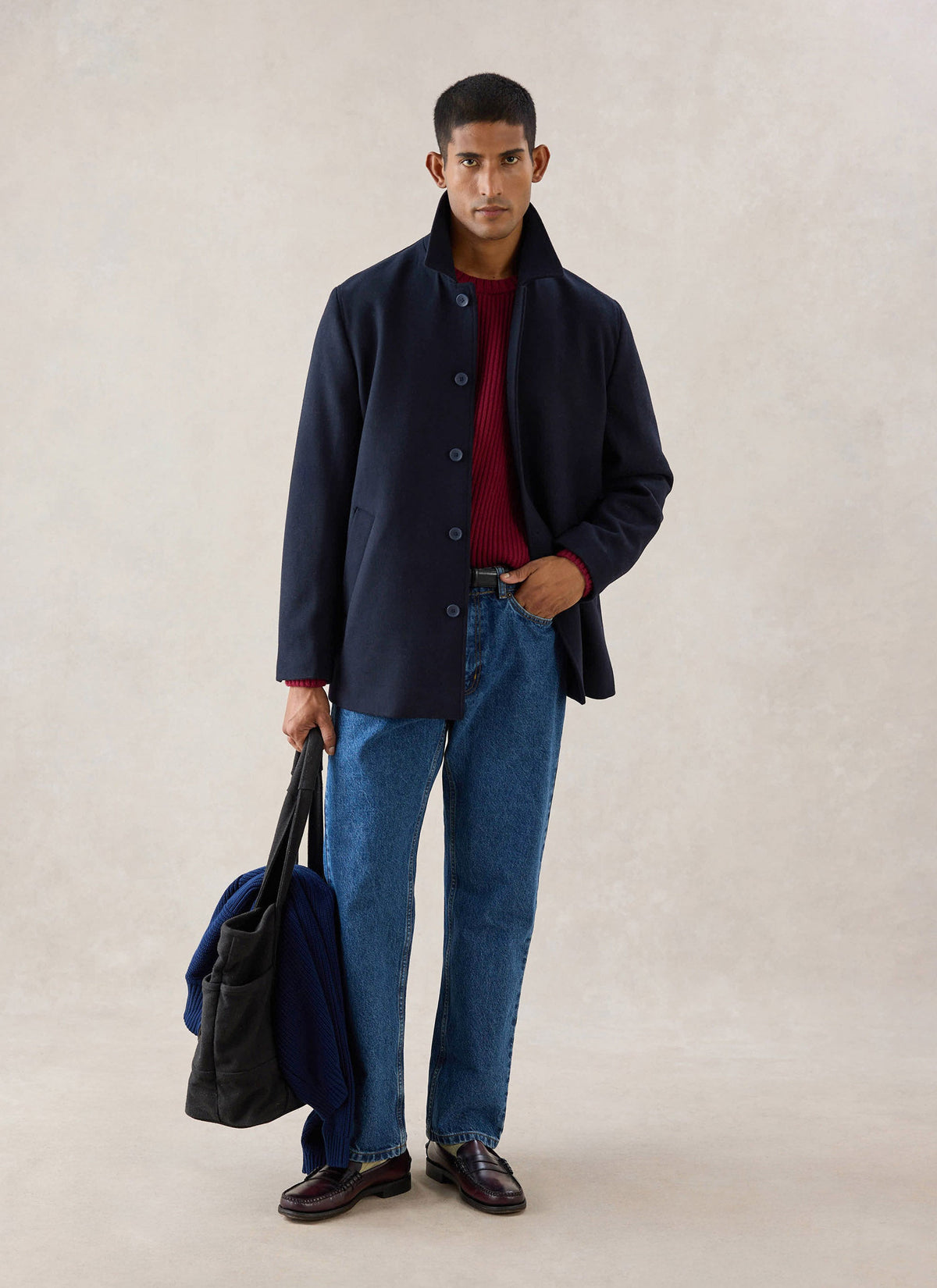 Men's Peacoat - Melton Wool - Navy Blue | Percival Smart Buy