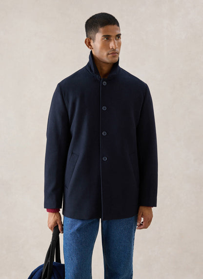 Men's Peacoat - Melton Wool - Navy Blue | Percival Smart Buy
