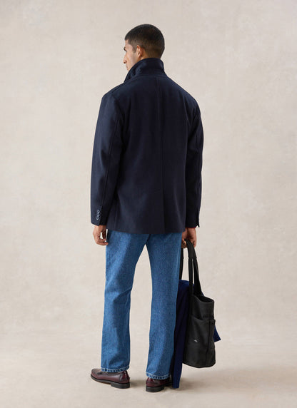 Men's Peacoat - Melton Wool - Navy Blue | Percival Smart Buy