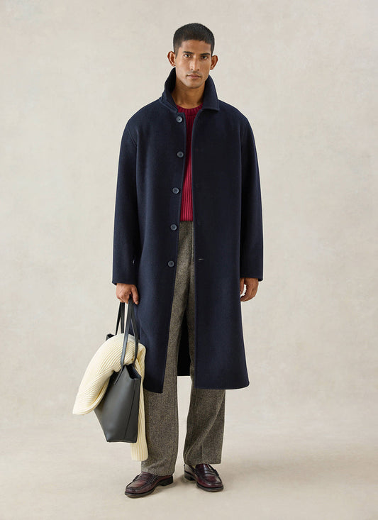 Men's Wool Overcoat - Minnesota - Navy Blue | Percival Essential