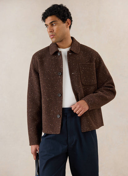 Minnesota Double-Faced Wool Overshirt - Brown Fleck - Percival | Percival Exclusive
