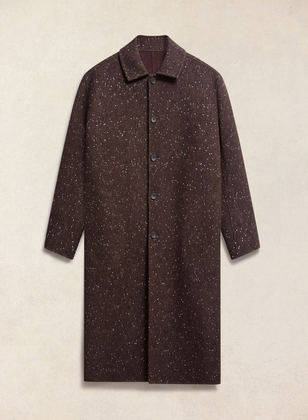Men's Long Overcoat - Minnesota - Brown Fleck Twill - Percival | Percival Popular